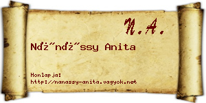 Nánássy Anita névjegykártya